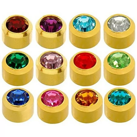 Caflon® sterilių spalvotų auskarų (auksiniame apvade) rinkinys