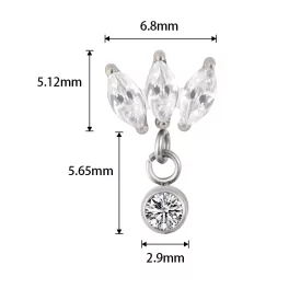 Титановая Cерьга Marquise Bezel