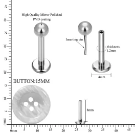 Titanium Threadless Ball Top With Labret