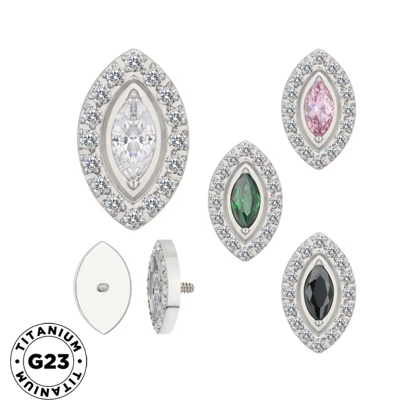 Titāna Auskaru Uzgaļi Marquise Bezel Set