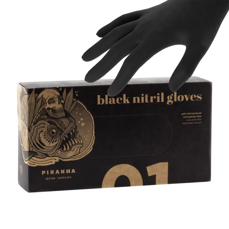 Piranha Black Nitrile Gloves (100pcs)