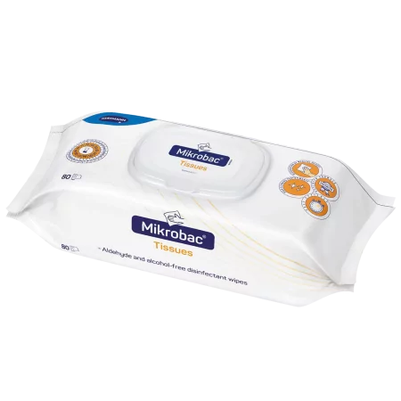Салфетки для дезинфекции поверхностей без спирта, Mikrobac Tissues (18 х 20 см)