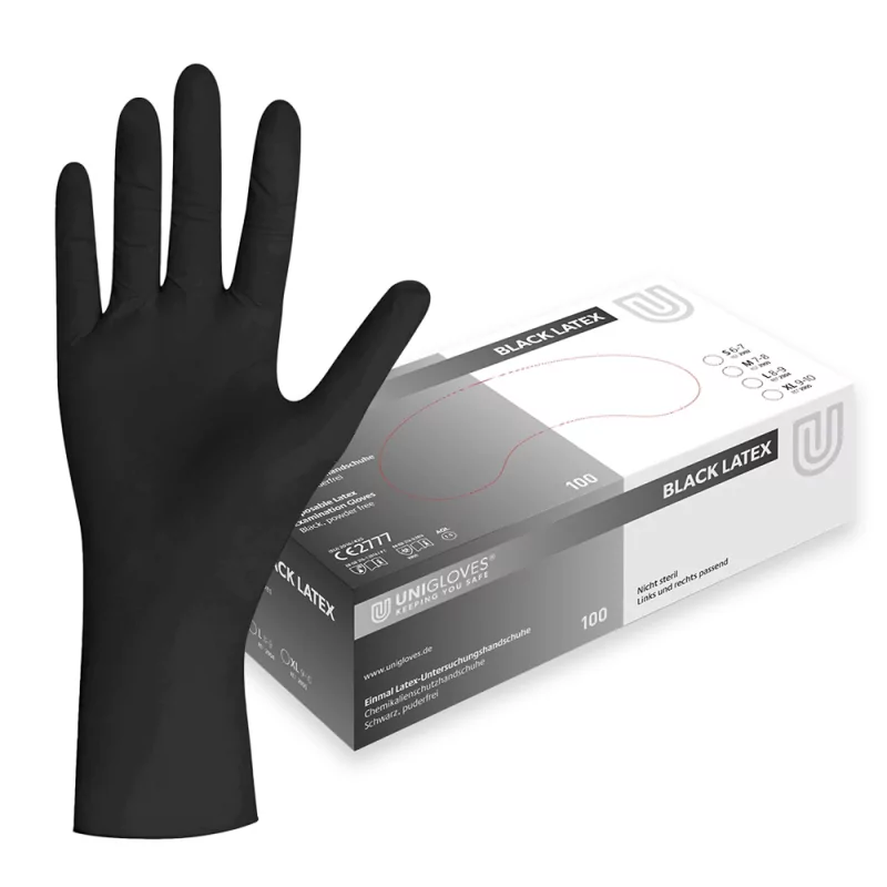 Unigloves Black Latex Gloves