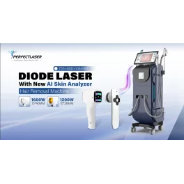 Diode Laser Hair Removal Machine with Two Handles + Skin Analysis (Dark blue, White)